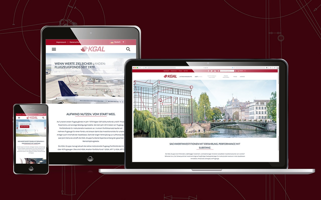 Devices zeigen Ausschnitte der KGAL-Website